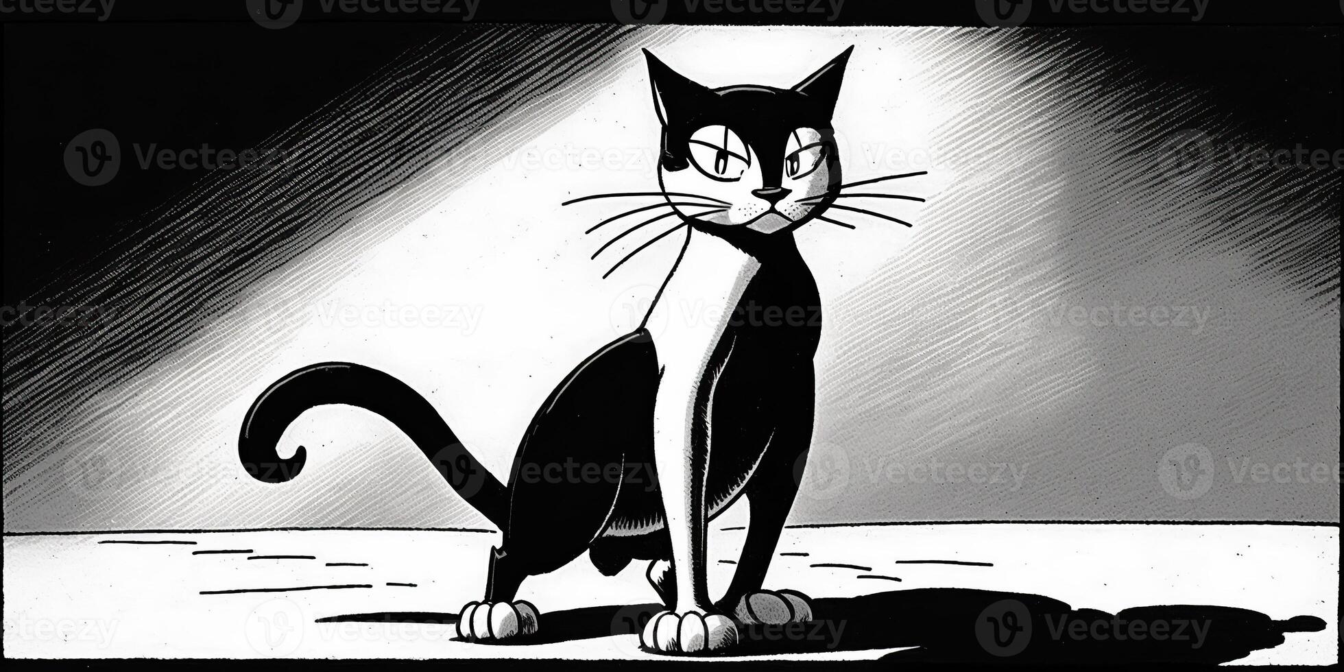 ai gegenereerd. 1935 leon schlesinger geïnspireerd tekenfilm kat karakter. ai generatief. grafisch kunst foto
