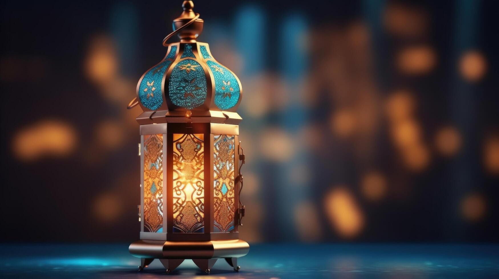 sier- Arabisch lantaarn illustratie ai generatief foto