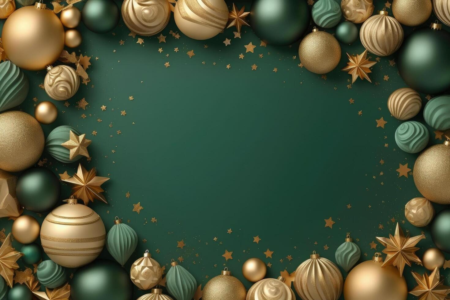 groen luxe Kerstmis achtergrond. illustratie ai generatief foto