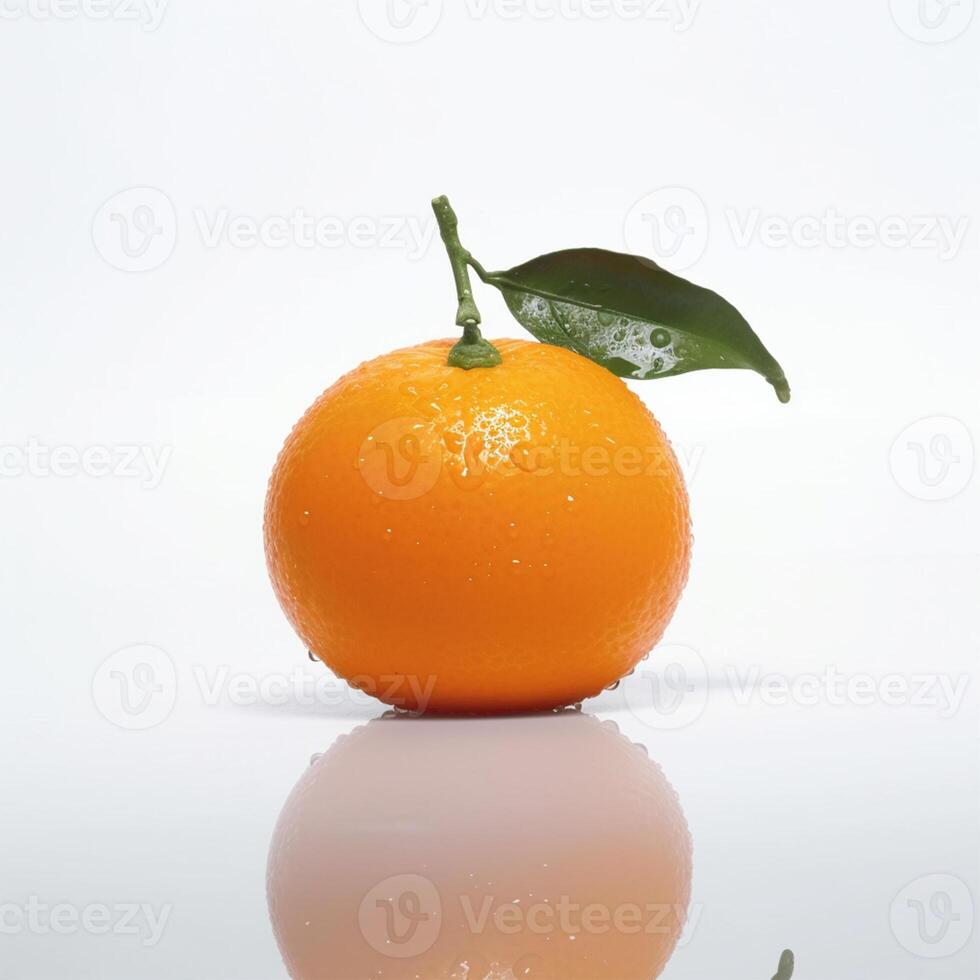 een oranje met een blad generatief ai gegenereerd foto