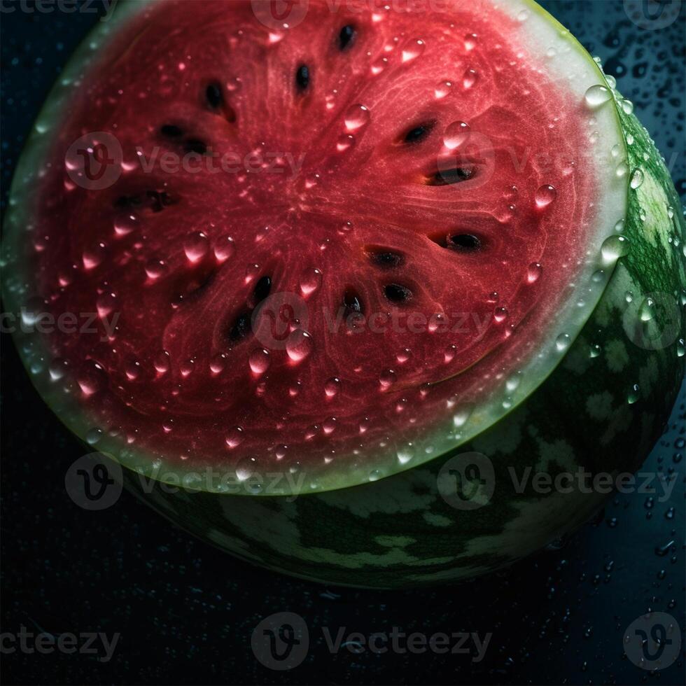 watermeloen met water druppels generatief ai gegenereerd foto