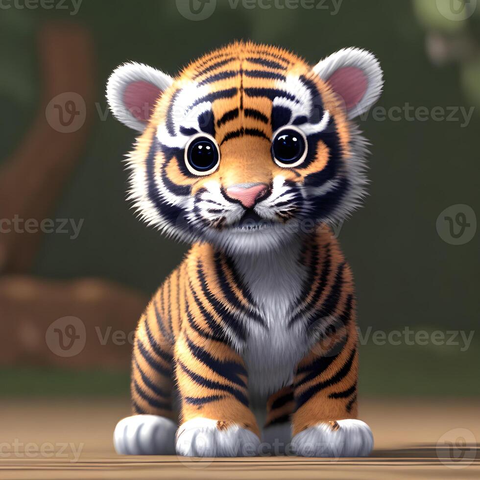 schattig klein weinig tijger welp , generatief ai foto