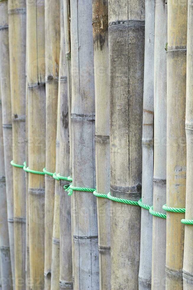 patroon van traditioneel hek gemaakt van kleurrijk bamboe hout foto