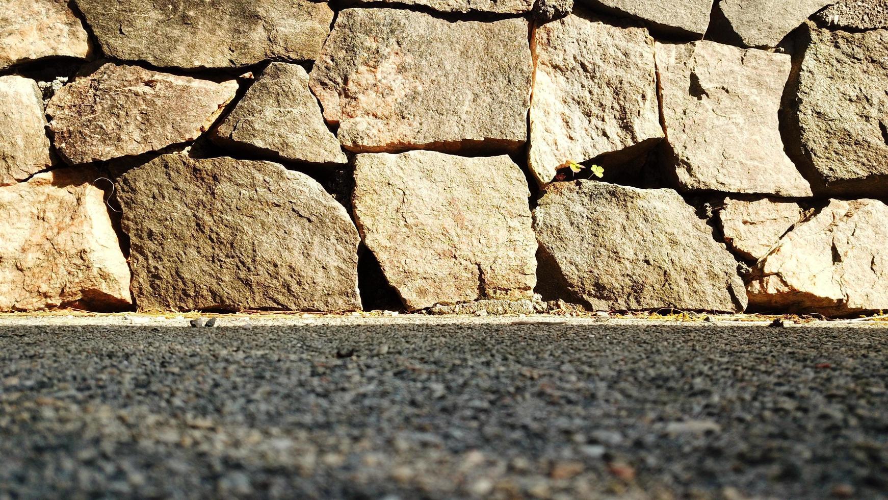 stenen muur en weg foto
