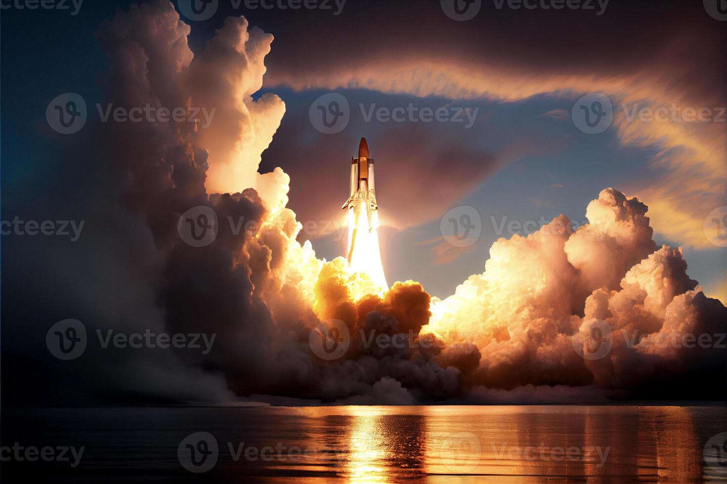 ruimte shuttle nemen uit in de lucht. generatief ai. foto