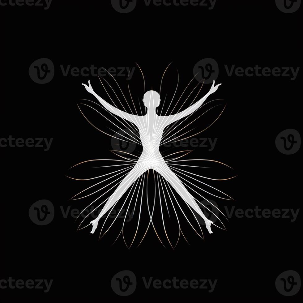 logo van yoga. lotus bloem logo met menselijk silhouet. ai gegenereerd. foto