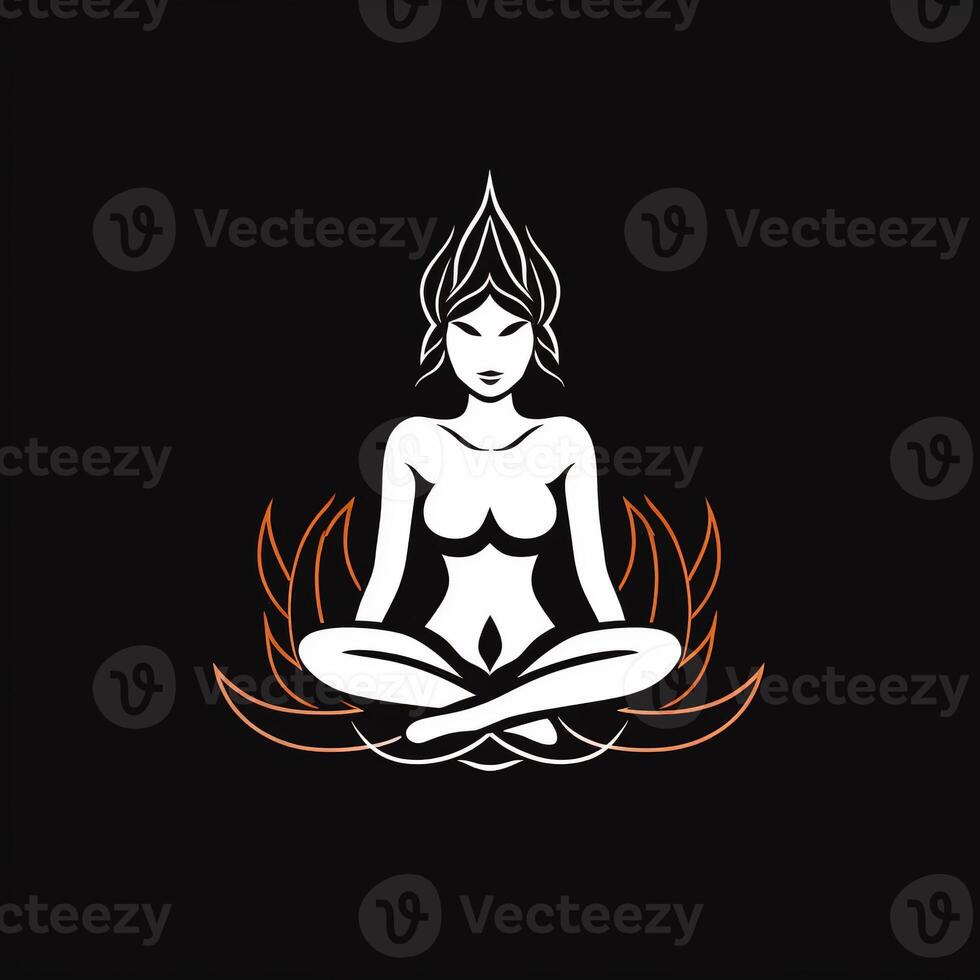 logo van yoga. lotus bloem logo met menselijk silhouet. ai gegenereerd. foto