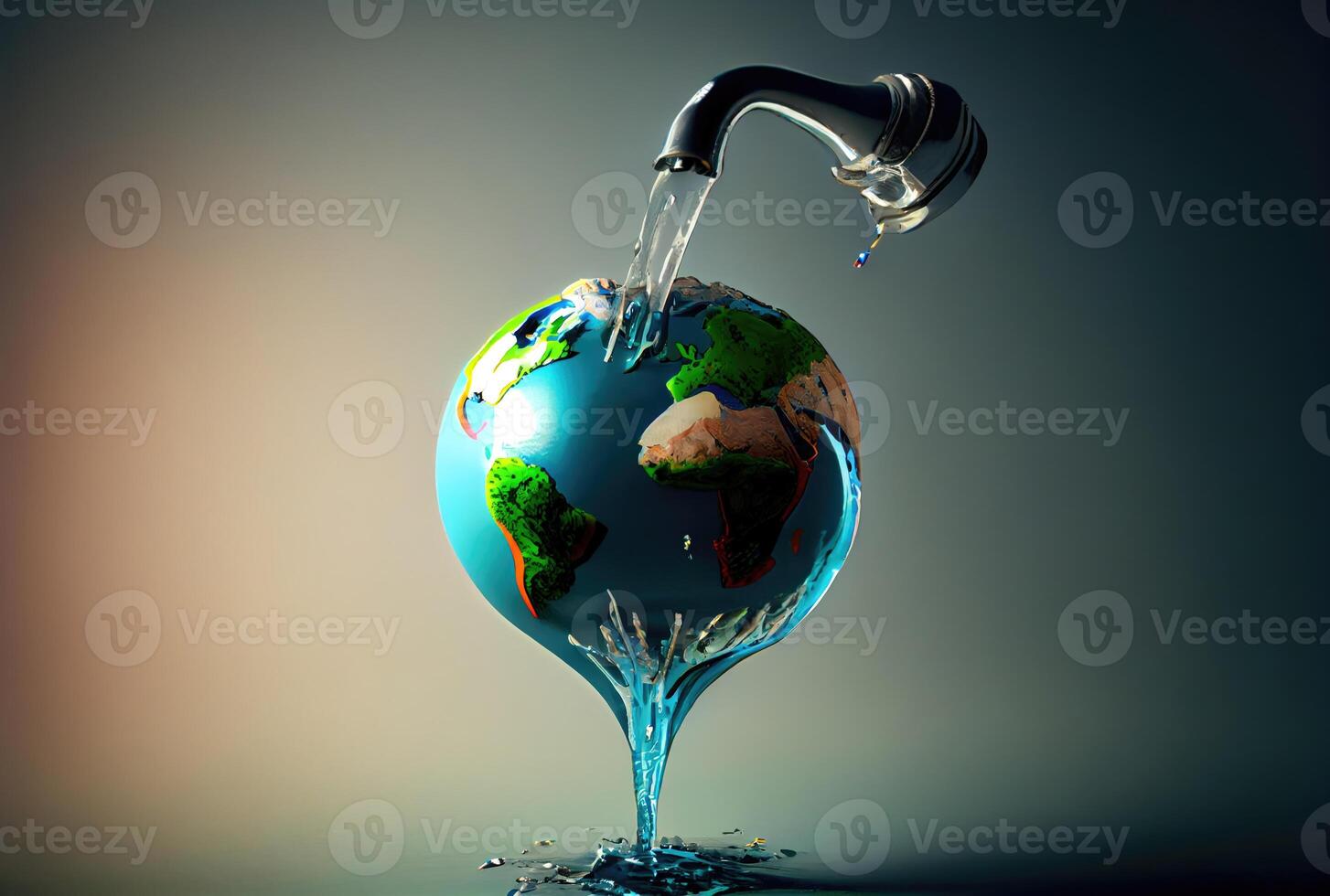 wereld water dag met ecologie aarde achtergrond. milieu behoud en globaal bescherming concept. generatief ai foto