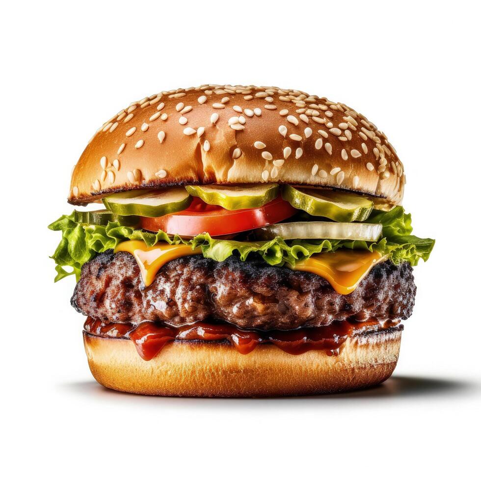 rundvlees hamburger geïsoleerd. illustratie ai generatief foto