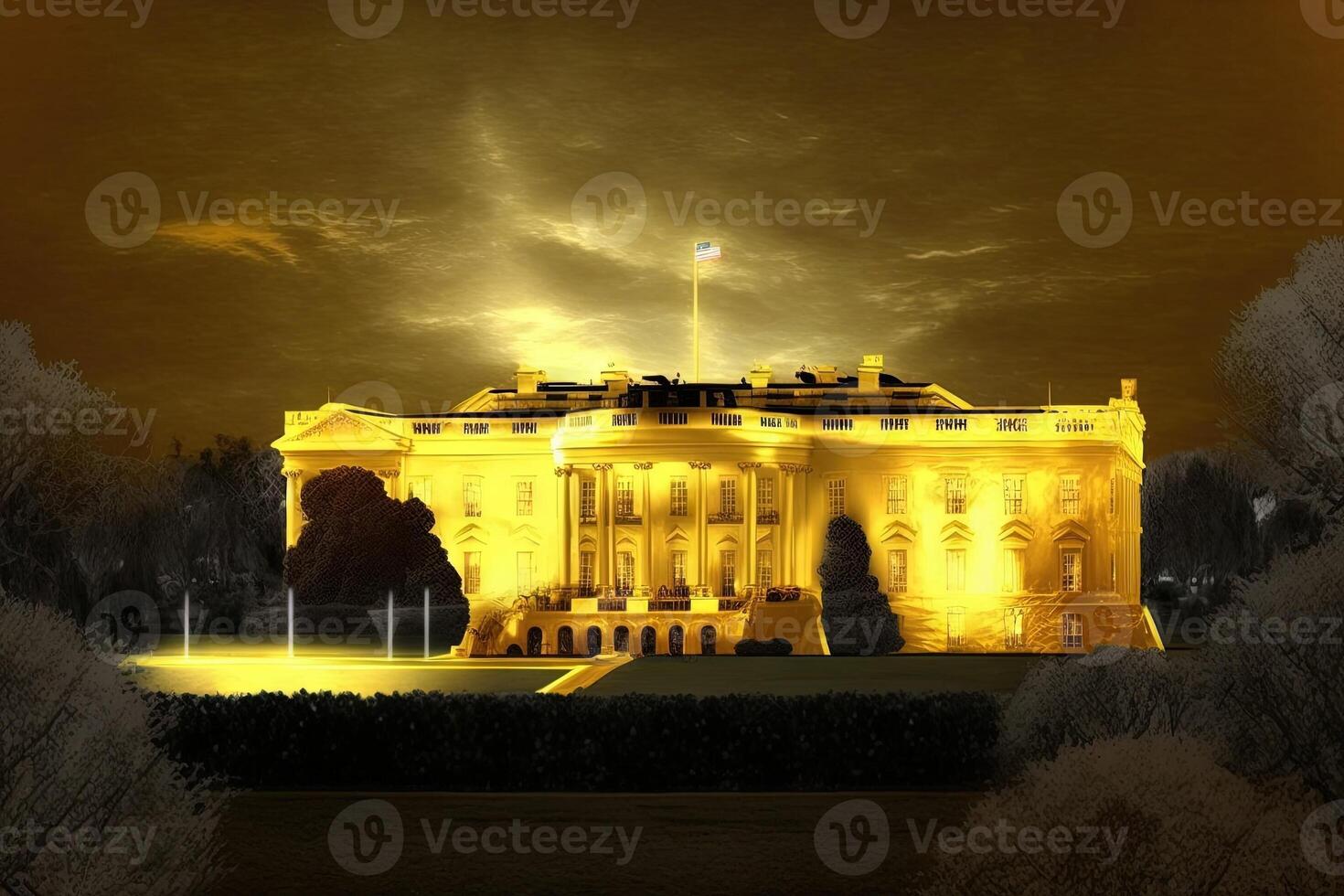 wit huis in Washington dc gemaakt van goud illustratie generatief ai foto