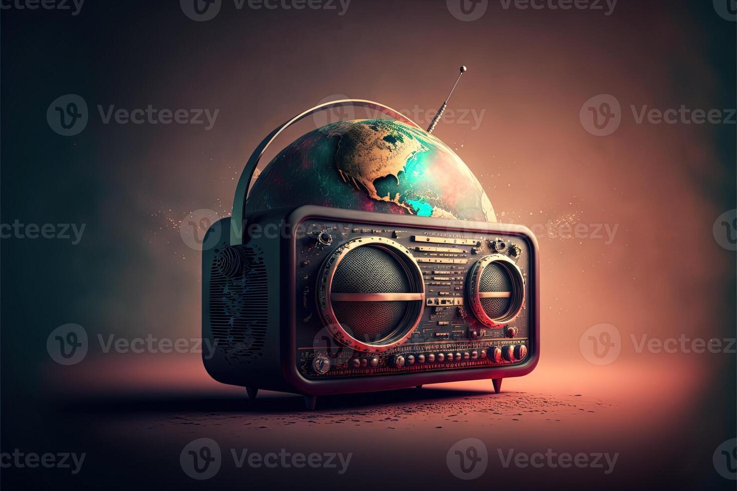 wereld radio dag poster ontwerp abstract illustratie generatief ai foto