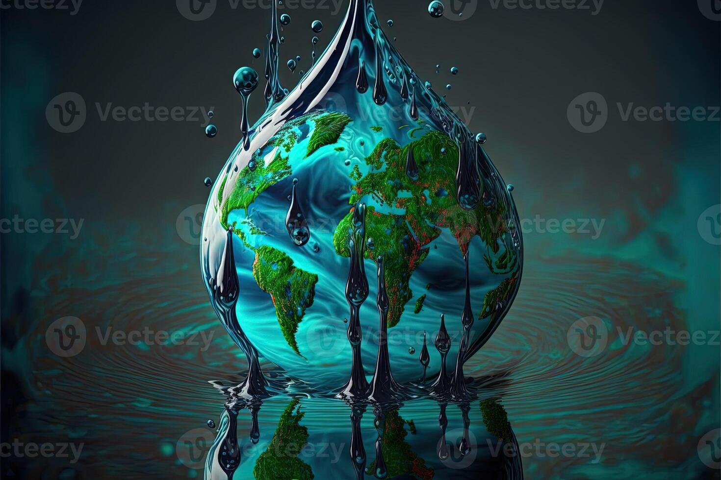 wereld water dag. wereldbol concept ontwerp voor planeet aarde gemaakt van water illustratie generatief ai foto