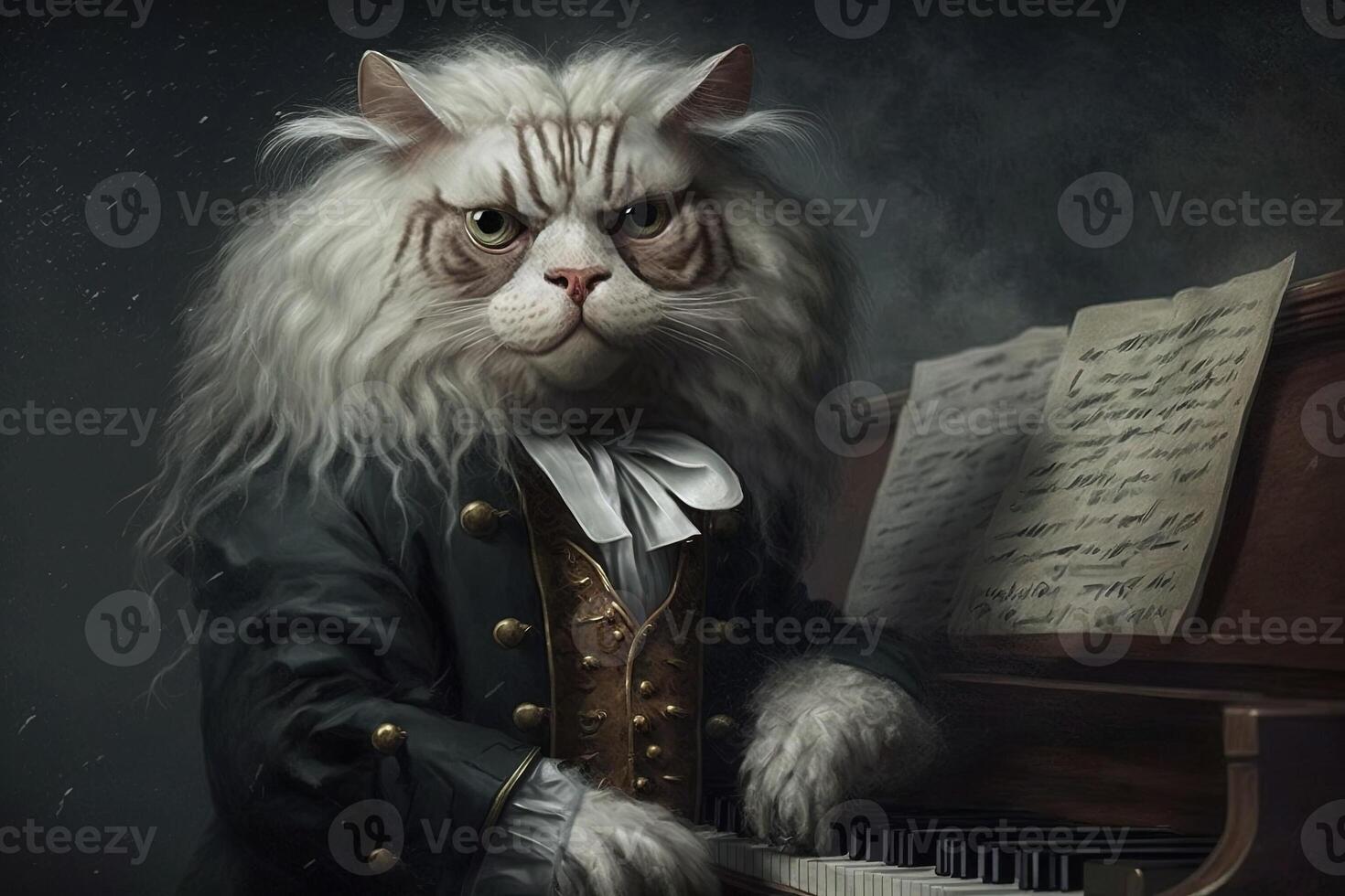 kat net zo beethoven beroemd historisch karakter portret illustratie generatief ai foto