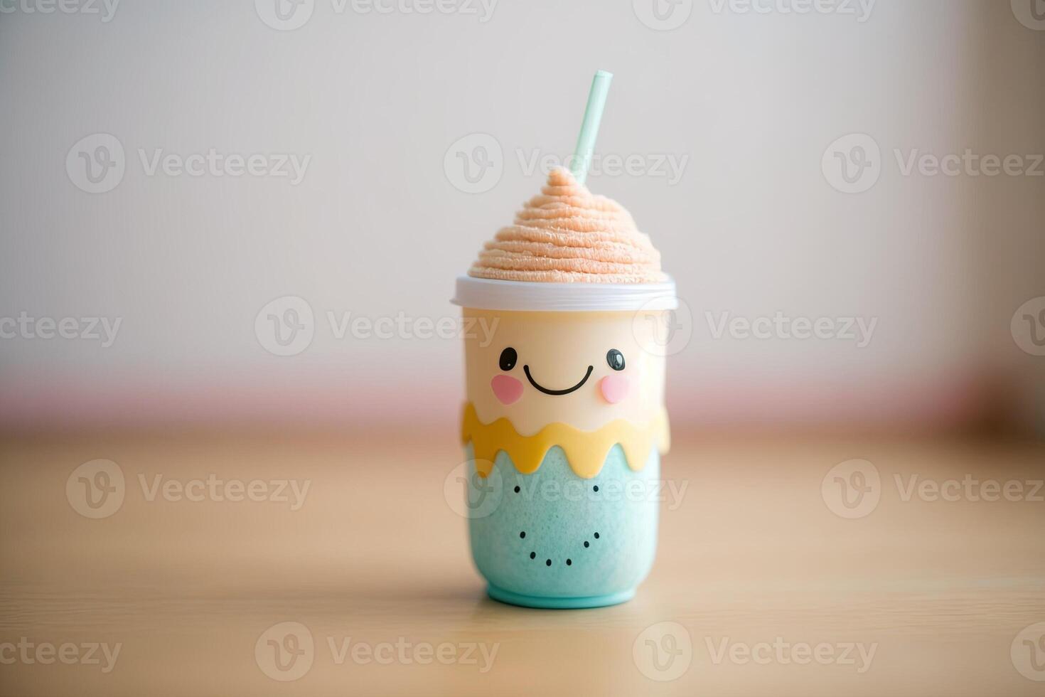 schattig glimlachen smoothie kop illustratie generatief ai foto