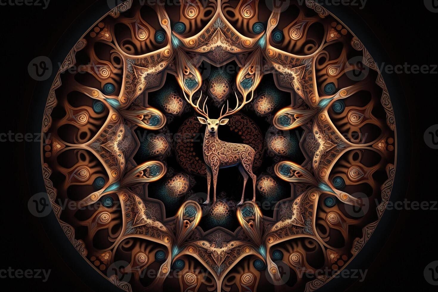 hert dier mandala fractal illustratie generatief ai foto