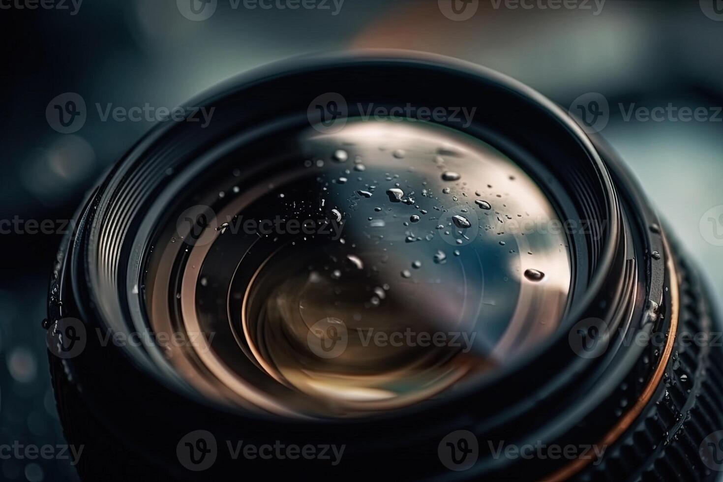 camera lens detail met reflectie illustratie generatief ai foto