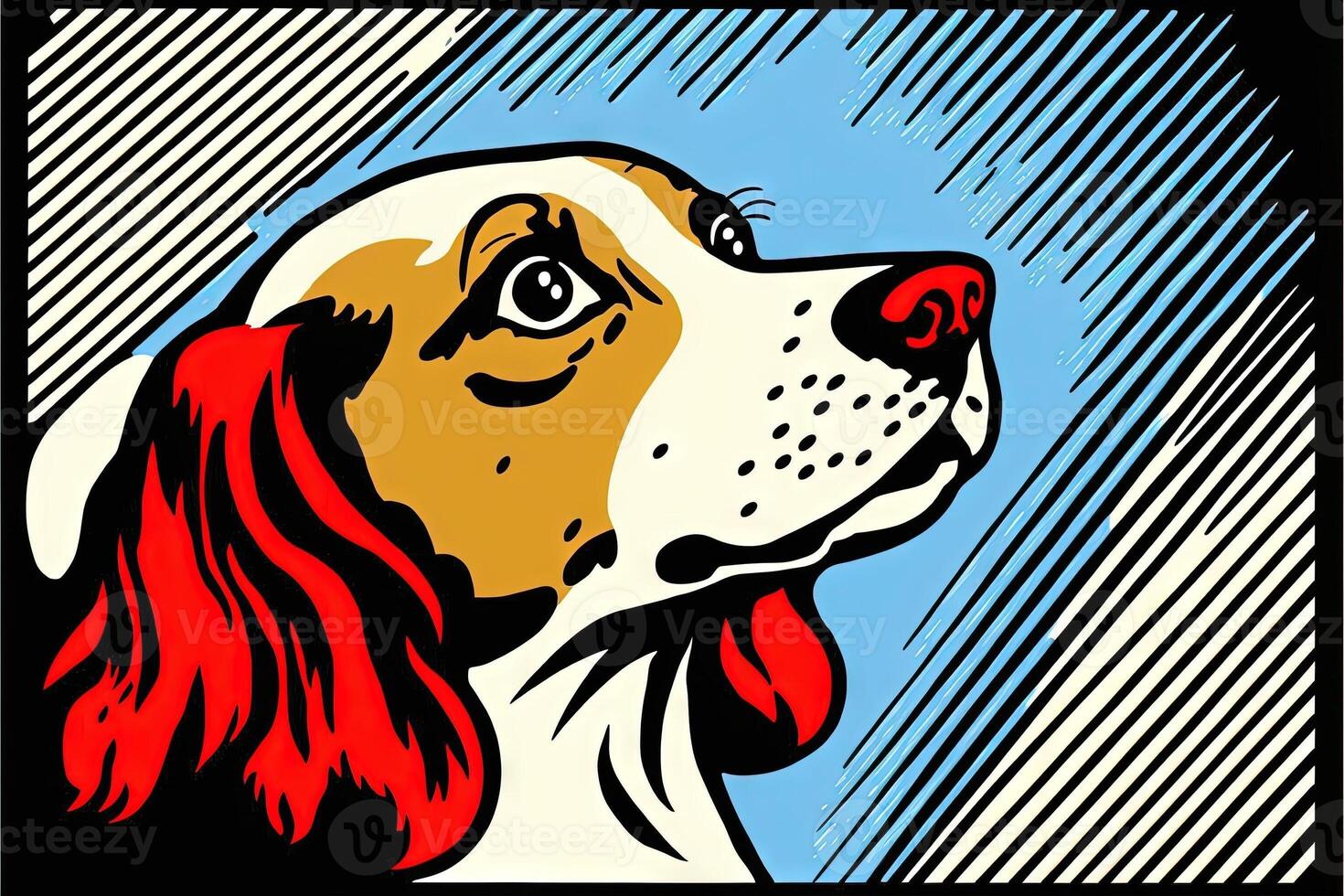 schattig hond in kleurrijk knal kunst illustratie generatief ai foto
