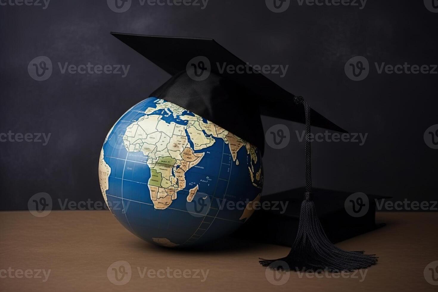 diploma uitreiking pet Aan wereld aarde wereldbol een illustratie generatief ai foto