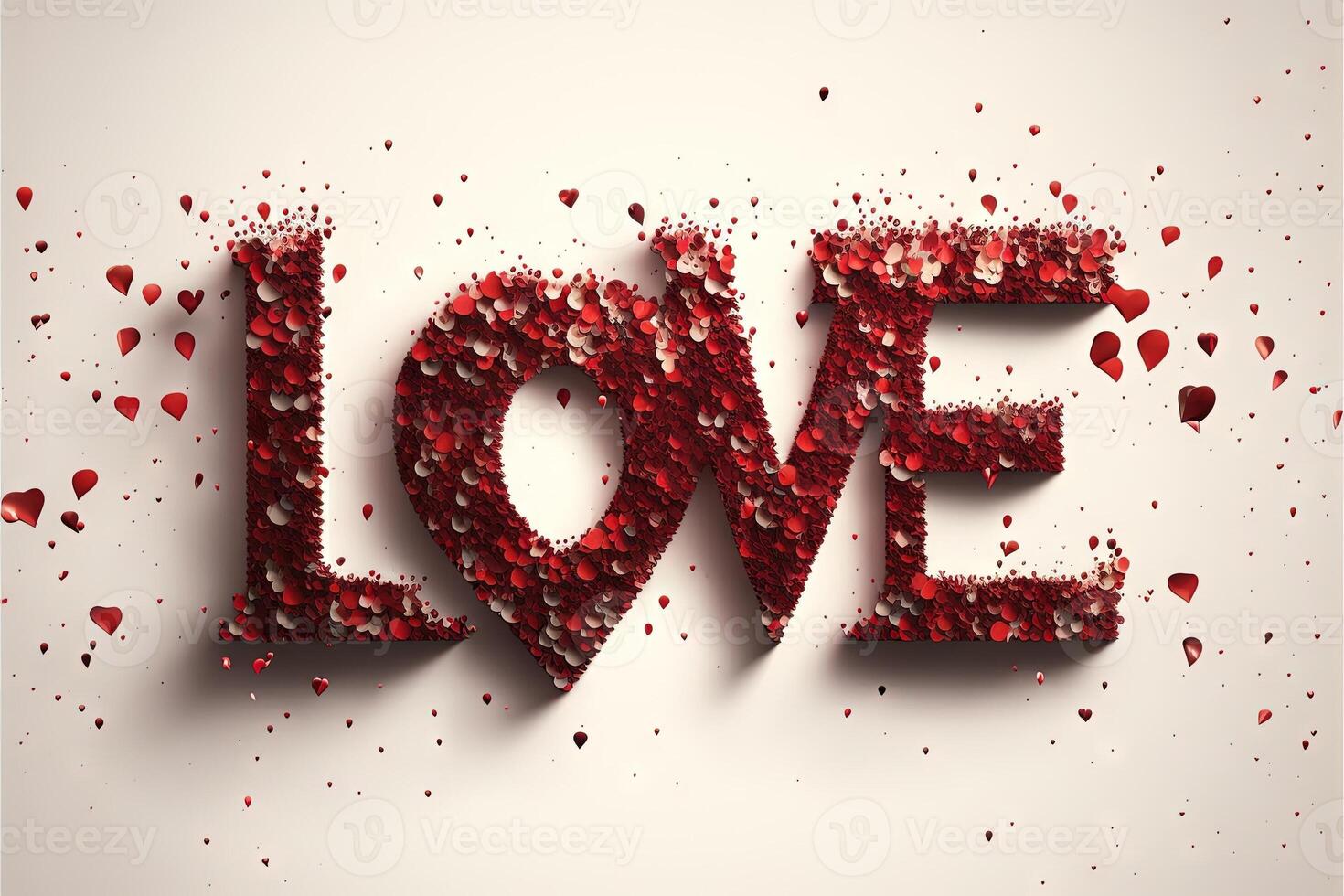 liefde woord gemaakt van rood harten Valentijn dag concept illustratie generatief ai foto