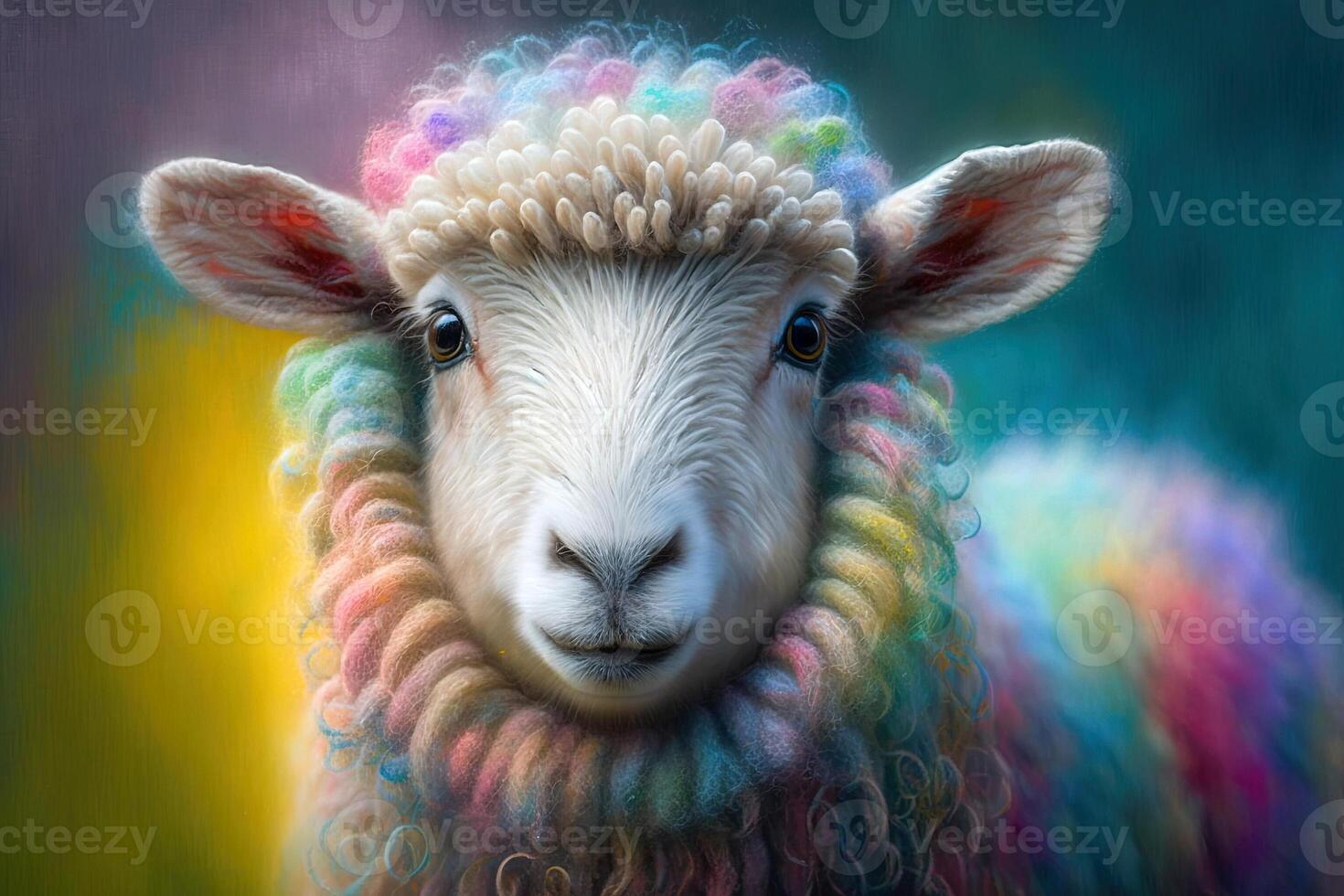 een schapen geschilderd met pastel kleuren van voorjaar illustratie generatief ai foto