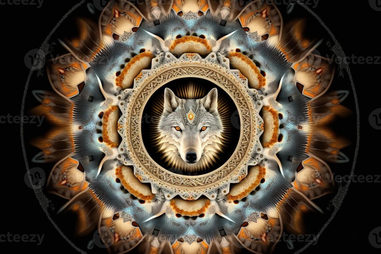 wolf dier mandala fractal illustratie generatief ai foto