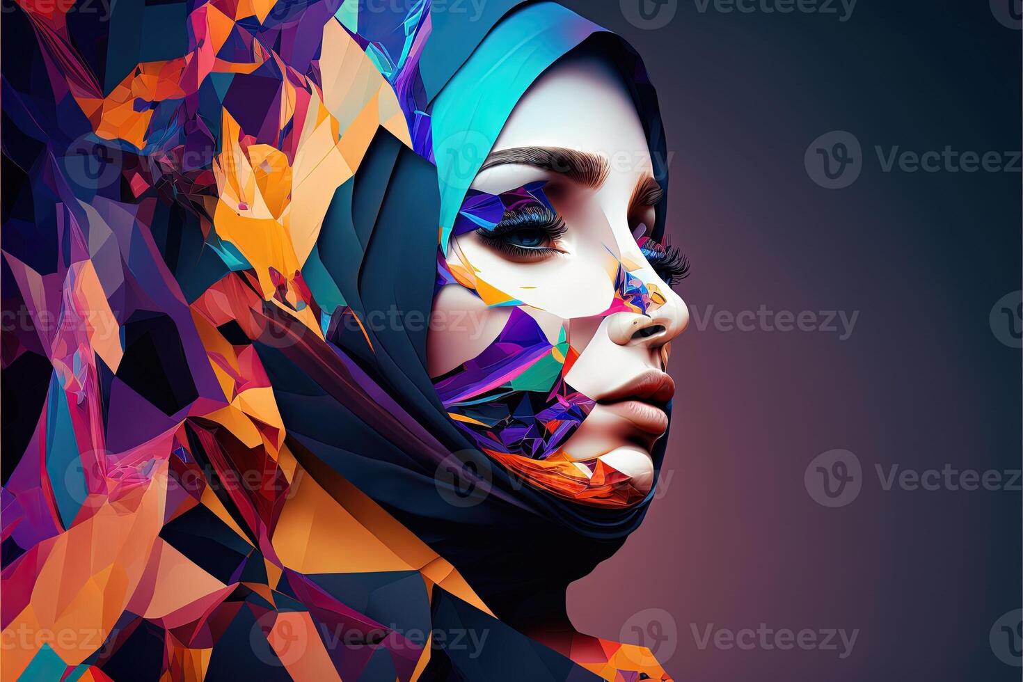 wereld hijab dag Aan februari 1, hijab meisje Dames hoofd Hoes abstract vertegenwoordiging generatief ai foto