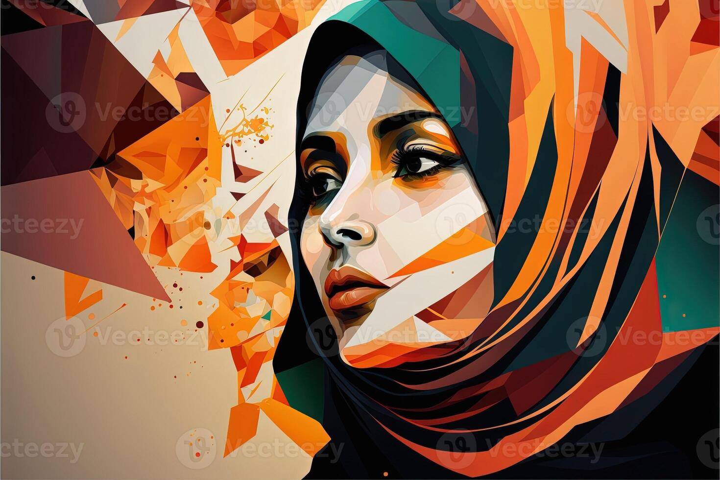 wereld hijab dag Aan februari 1, hijab meisje Dames hoofd Hoes abstract vertegenwoordiging generatief ai foto