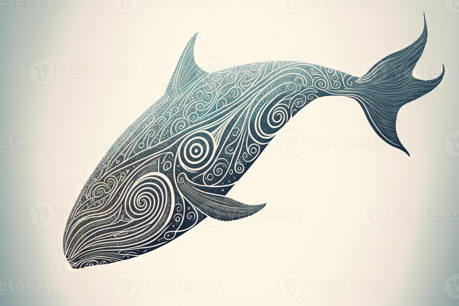 Maori tribal walvis schetsen polynesisch tatoeëren patroon illustratie generatief ai foto