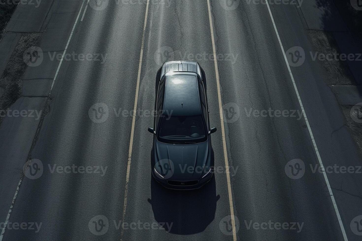 ai generatief antenne visie van een auto Aan de weg foto