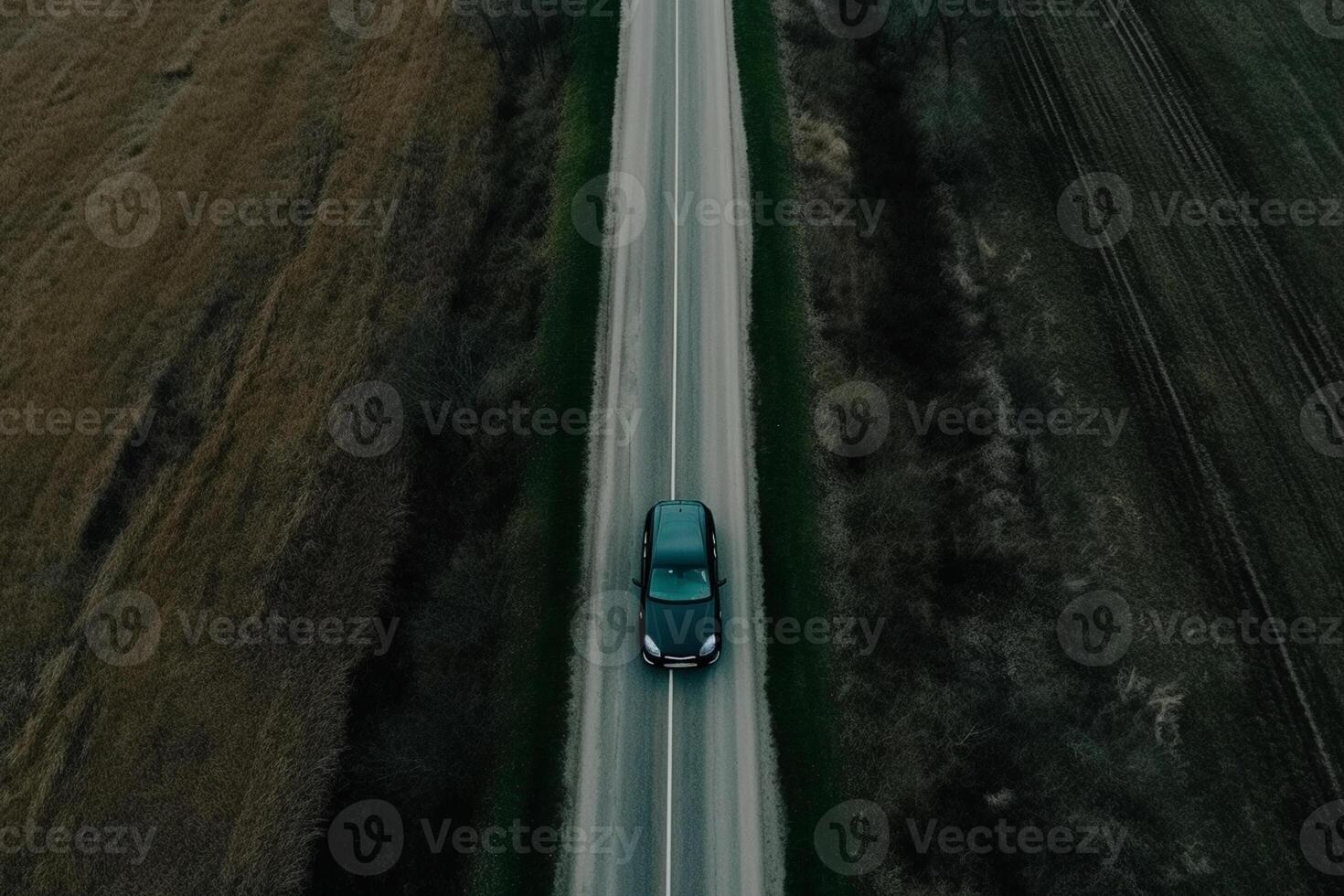 ai generatief antenne visie van een auto Aan de weg foto