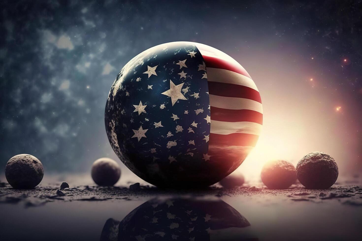 Verenigde Staten van Amerika vlag achtergrond met cirkel bal concept gegenereerd ai foto