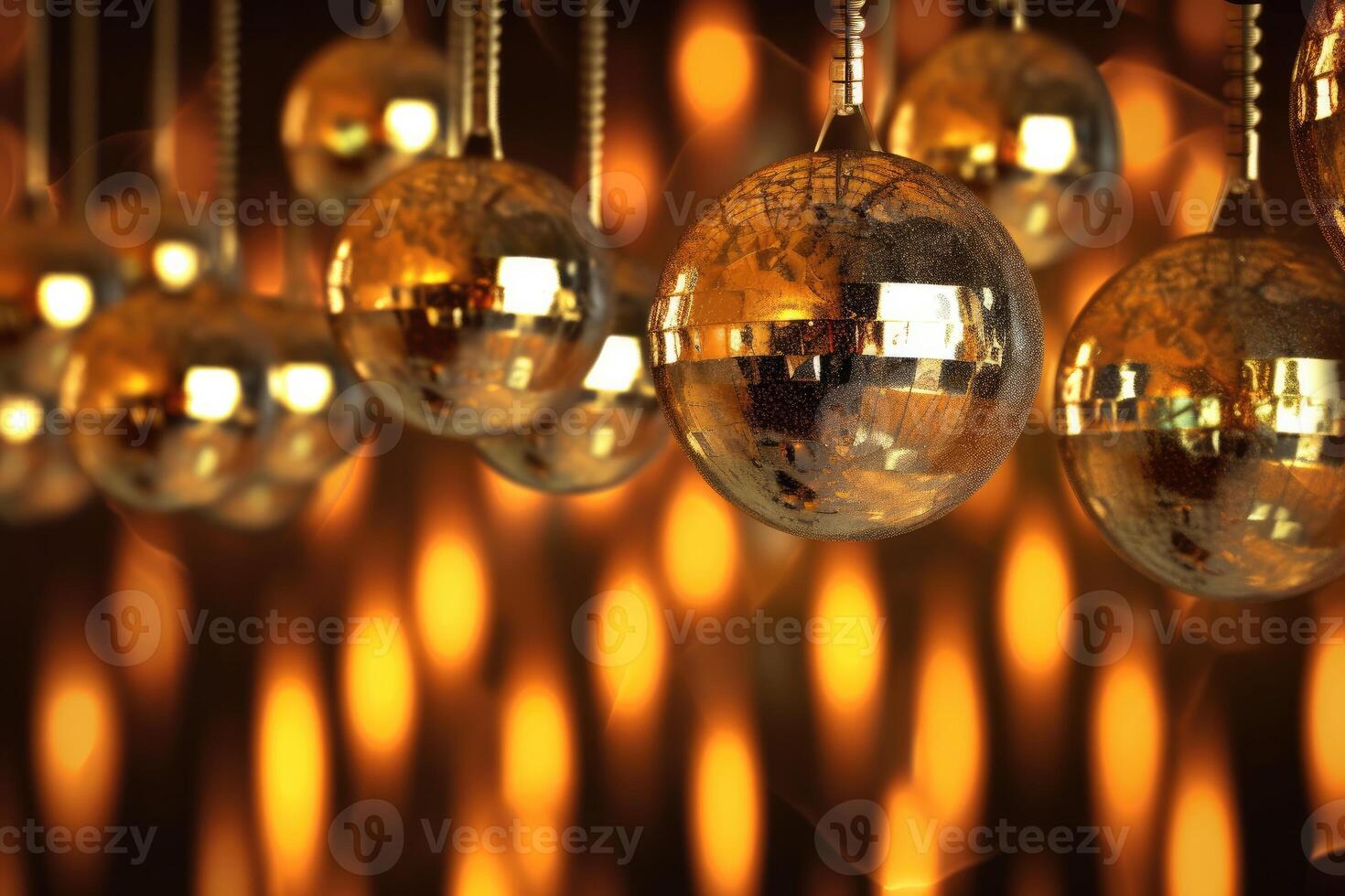 disco ballen beeld in goud Aan gouden achtergrond. generatief ai foto