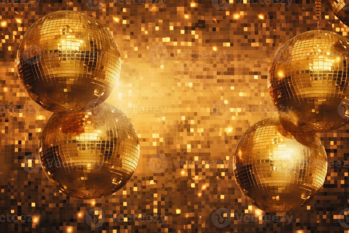 disco ballen beeld in goud Aan gouden achtergrond. generatief ai foto