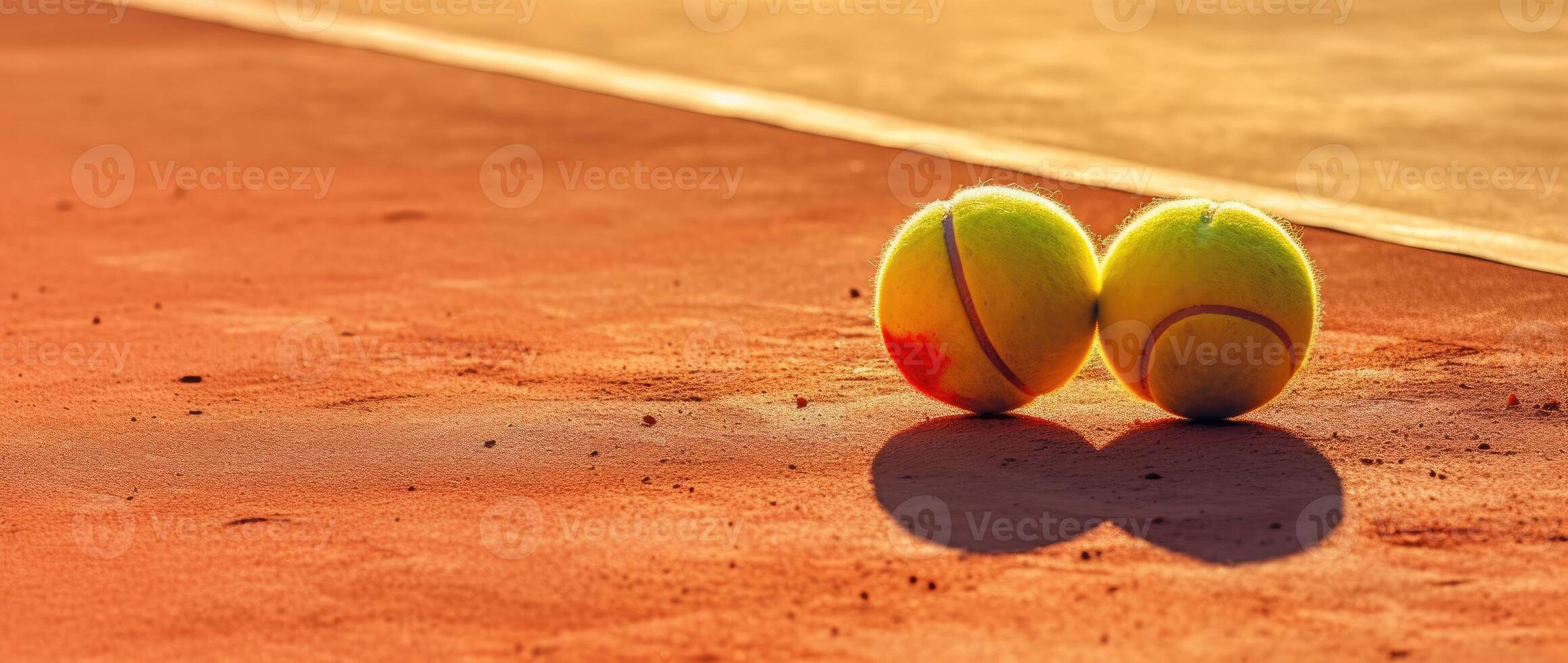 tennis ballen Aan een rechtbank. generatief ai foto