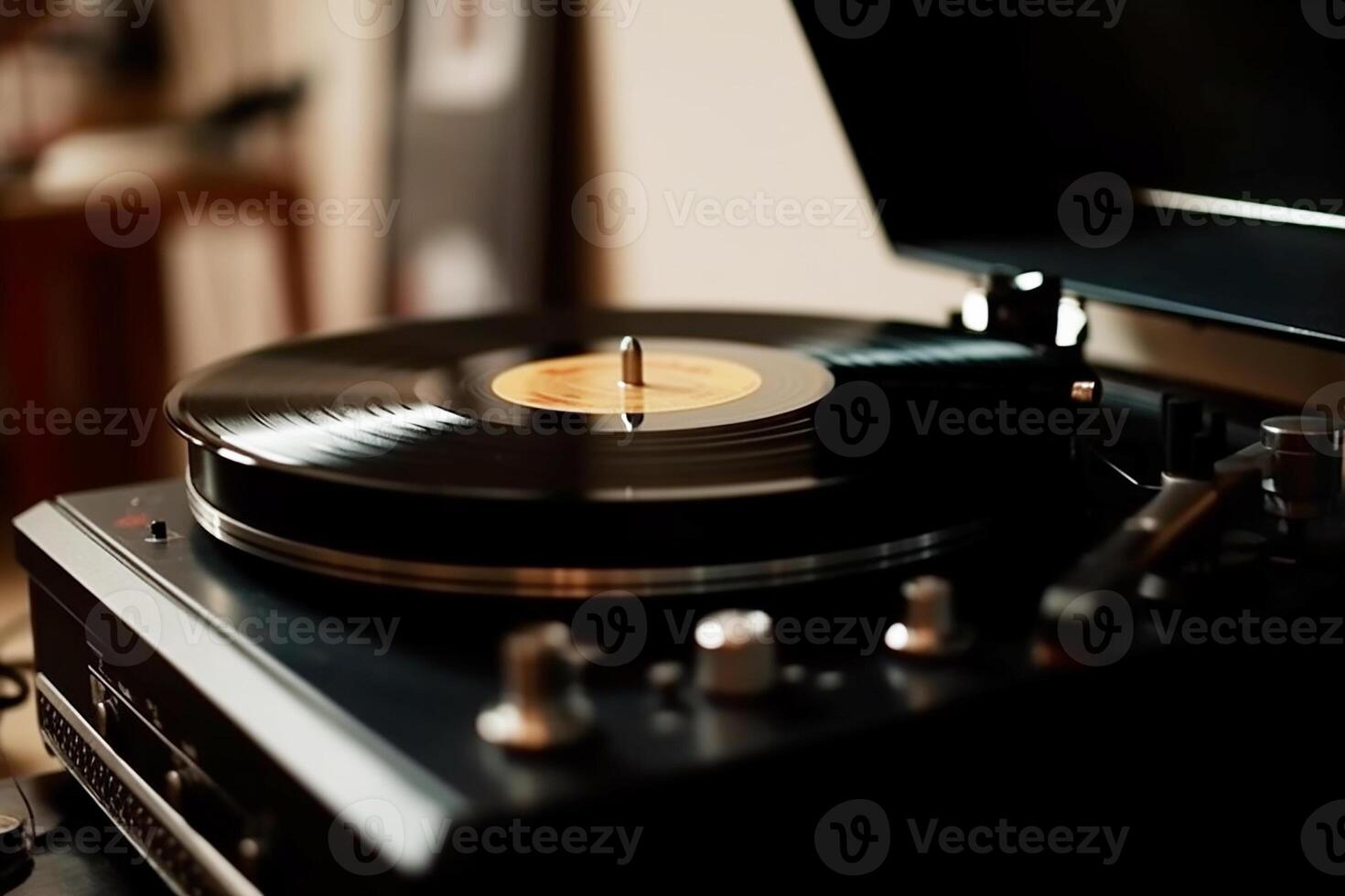 retro vinyl Vermelding speler. generatief ai foto