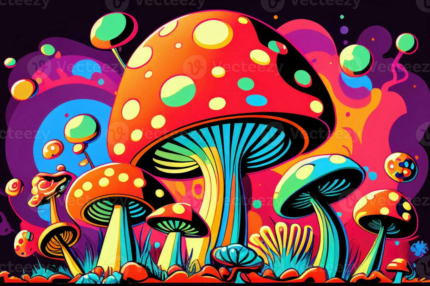 champignons psychedelisch. generatief ai foto