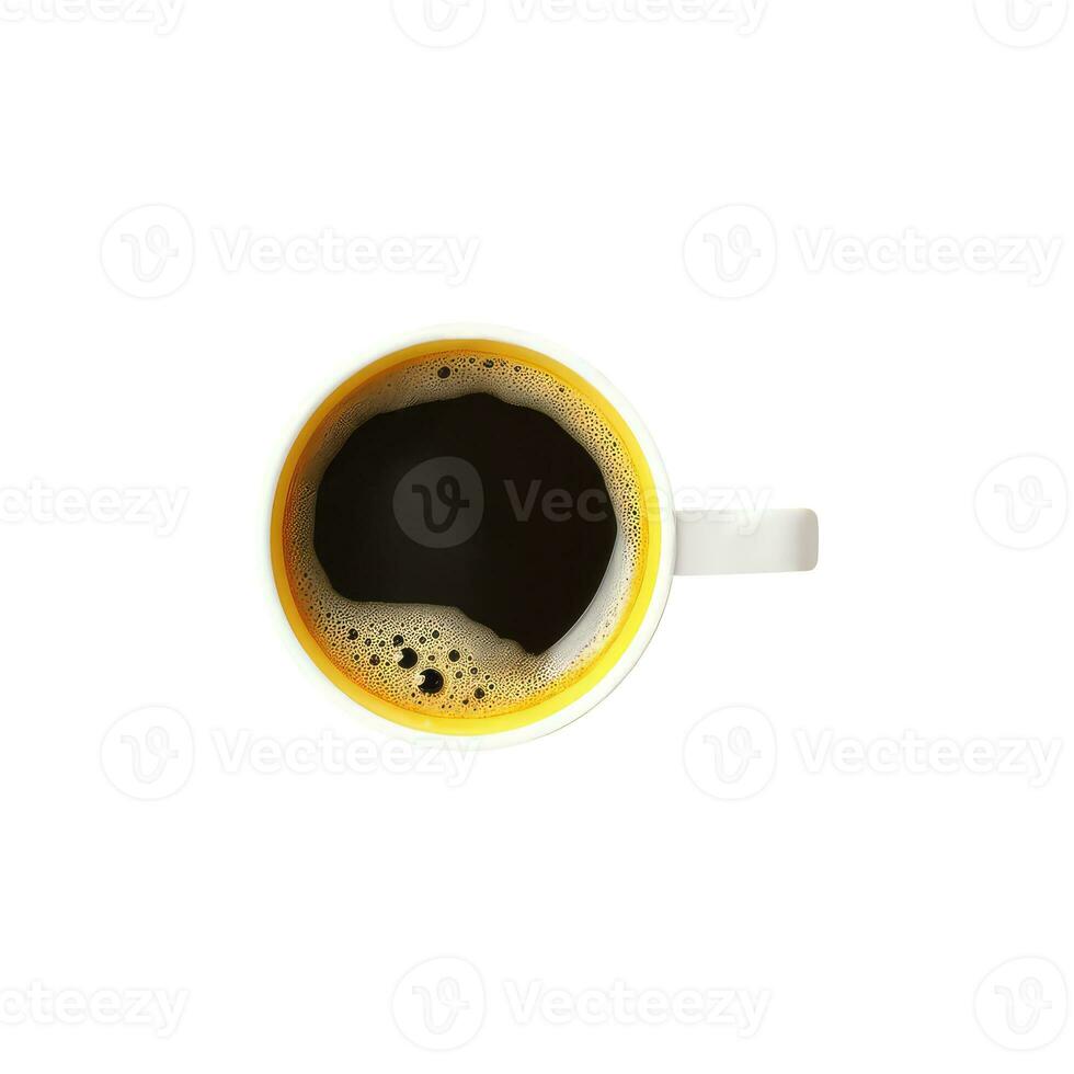 overhead visie van zwart thee of koffie kop 3d icoon. foto