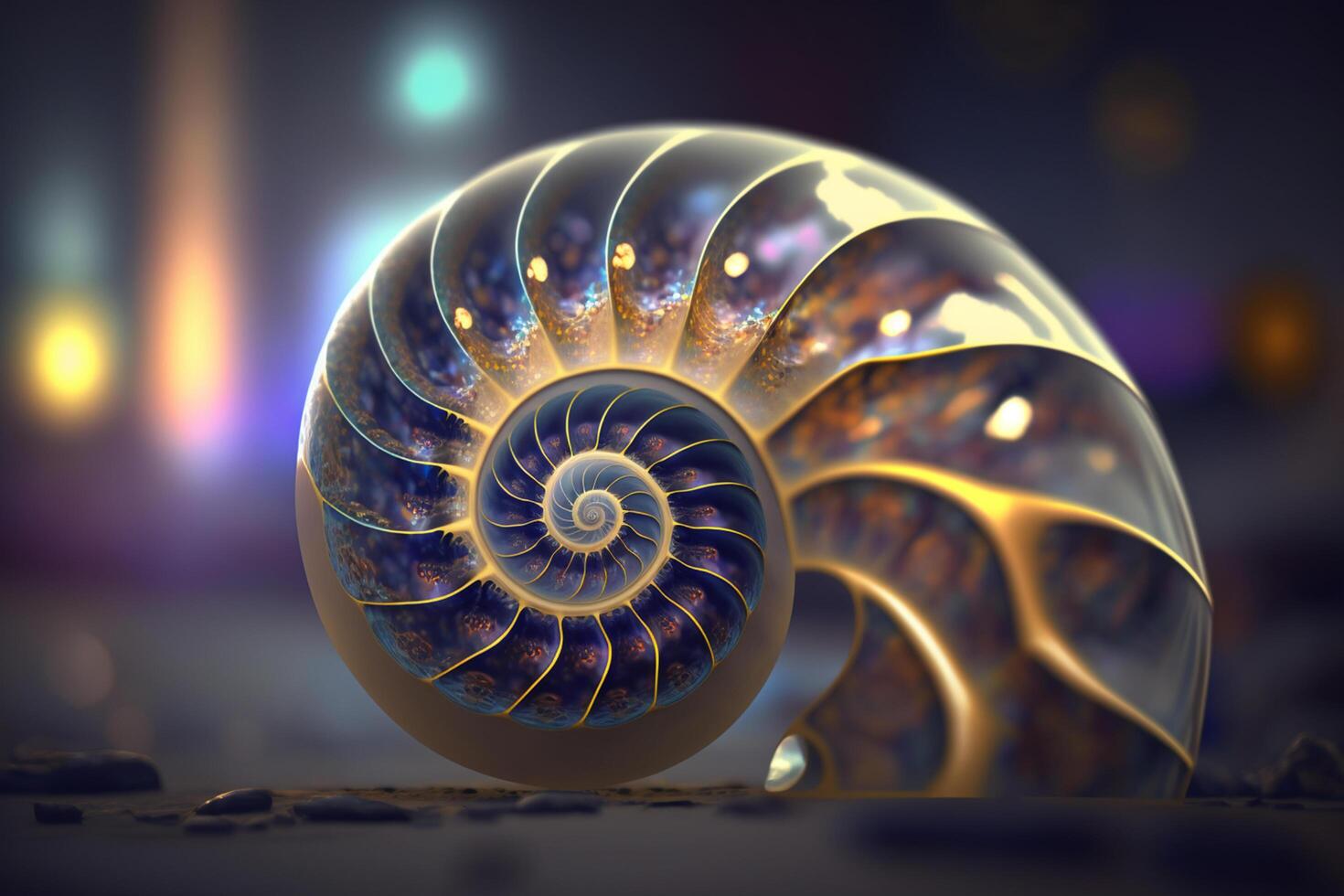 gloeiend en stralend nautilus in de diep blauw zee ai gegenereerd foto