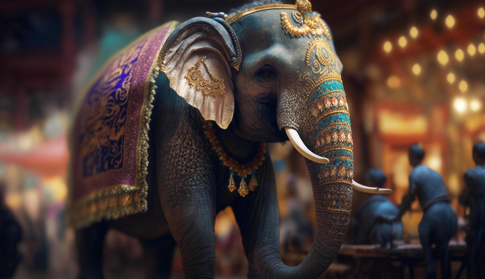 de gouden versierd Indisch olifant een majestueus Scherm van cultuur en traditie ai gegenereerd foto