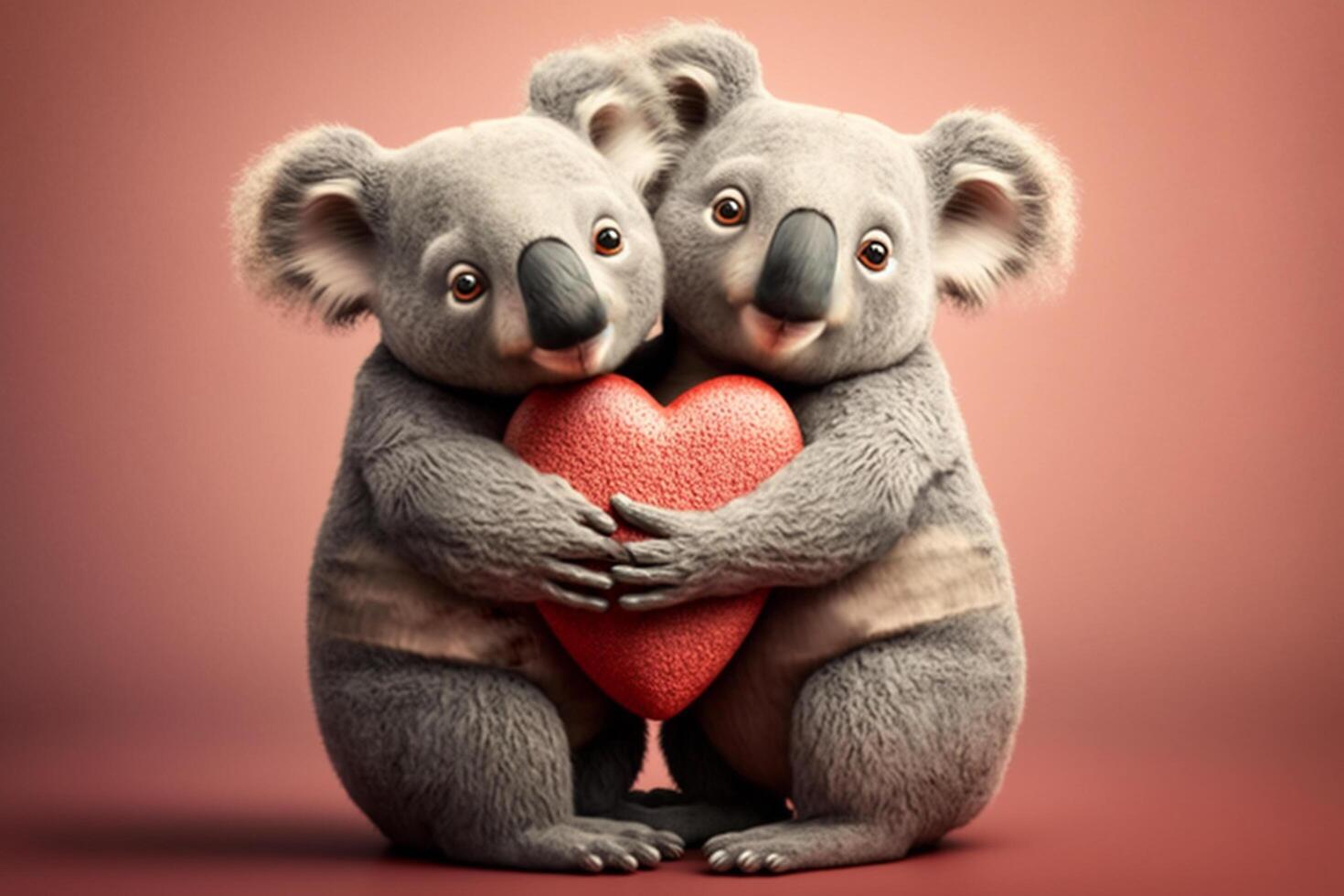 koala in liefde met hart voor Valentijnsdag dag, moeder dag of bruiloft verjaardag ai gegenereerd inhoud foto