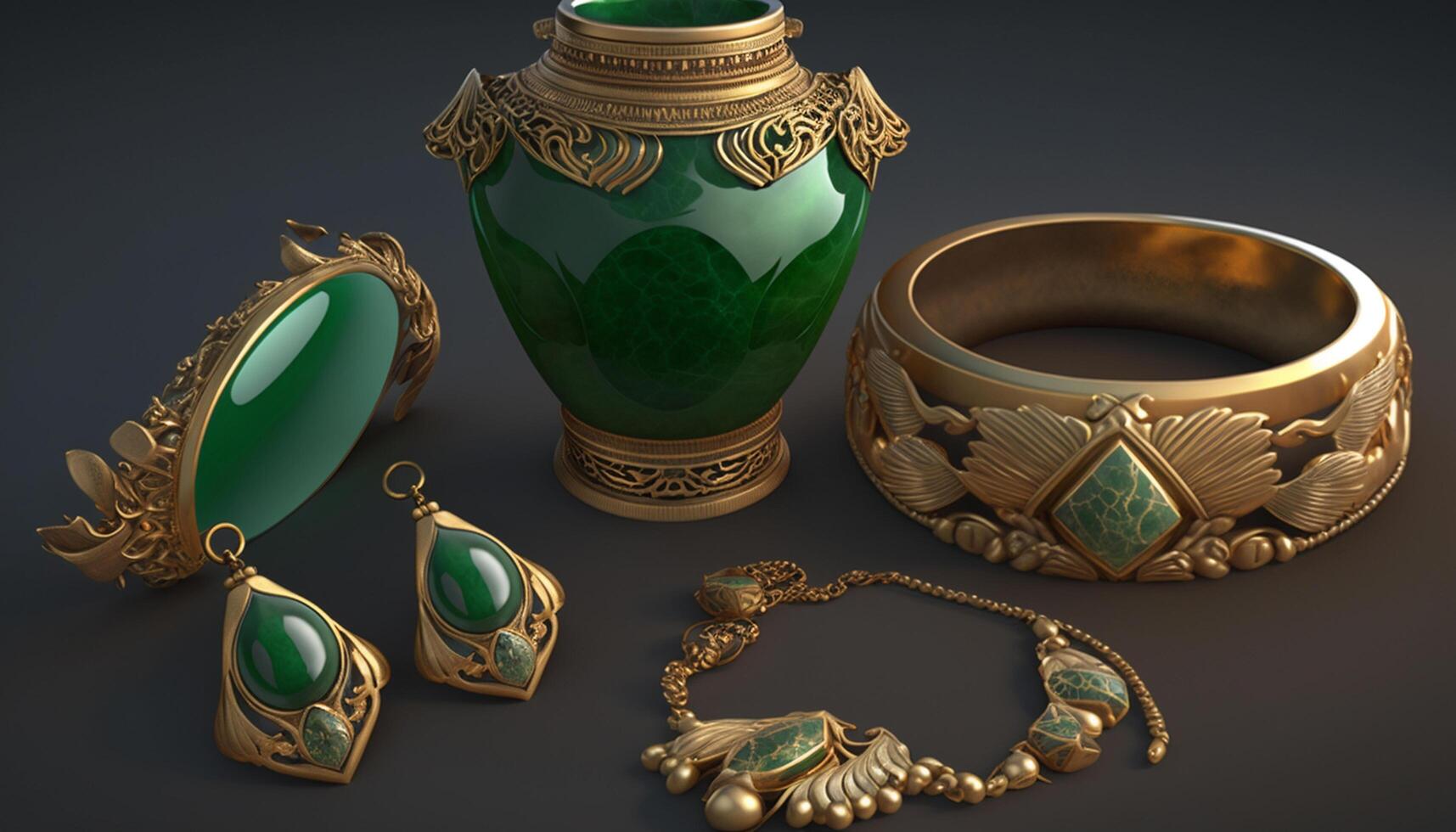 elegant schatten traditioneel Chinese jade sieraden stukken ai gegenereerd foto