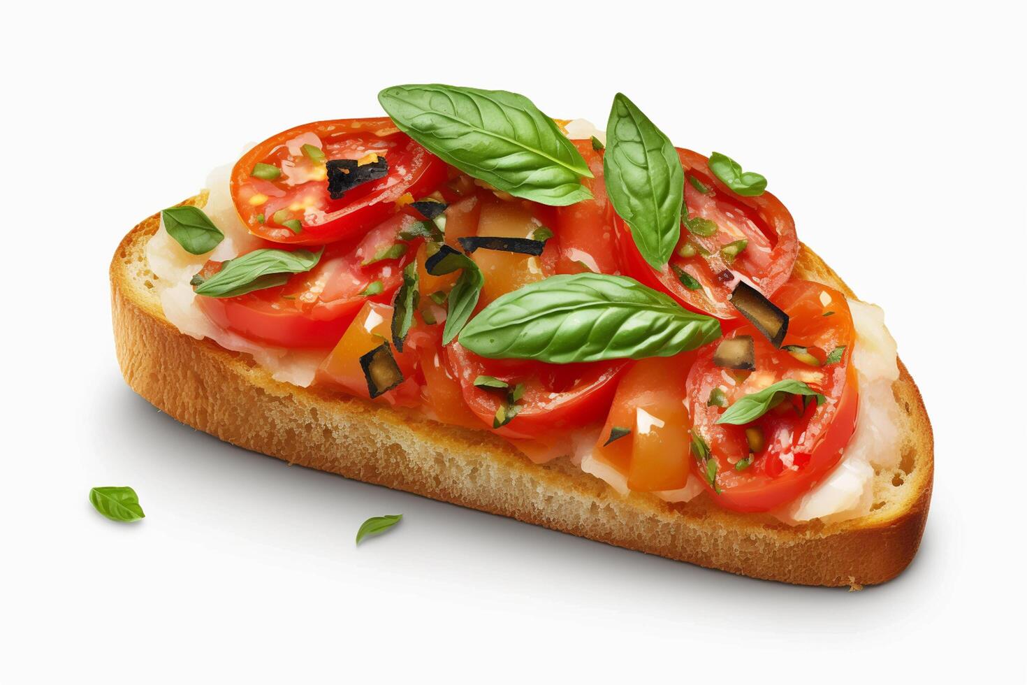 watertanden bruschetta een heerlijk Italiaans voorafje Aan wit achtergrond ai gegenereerd foto