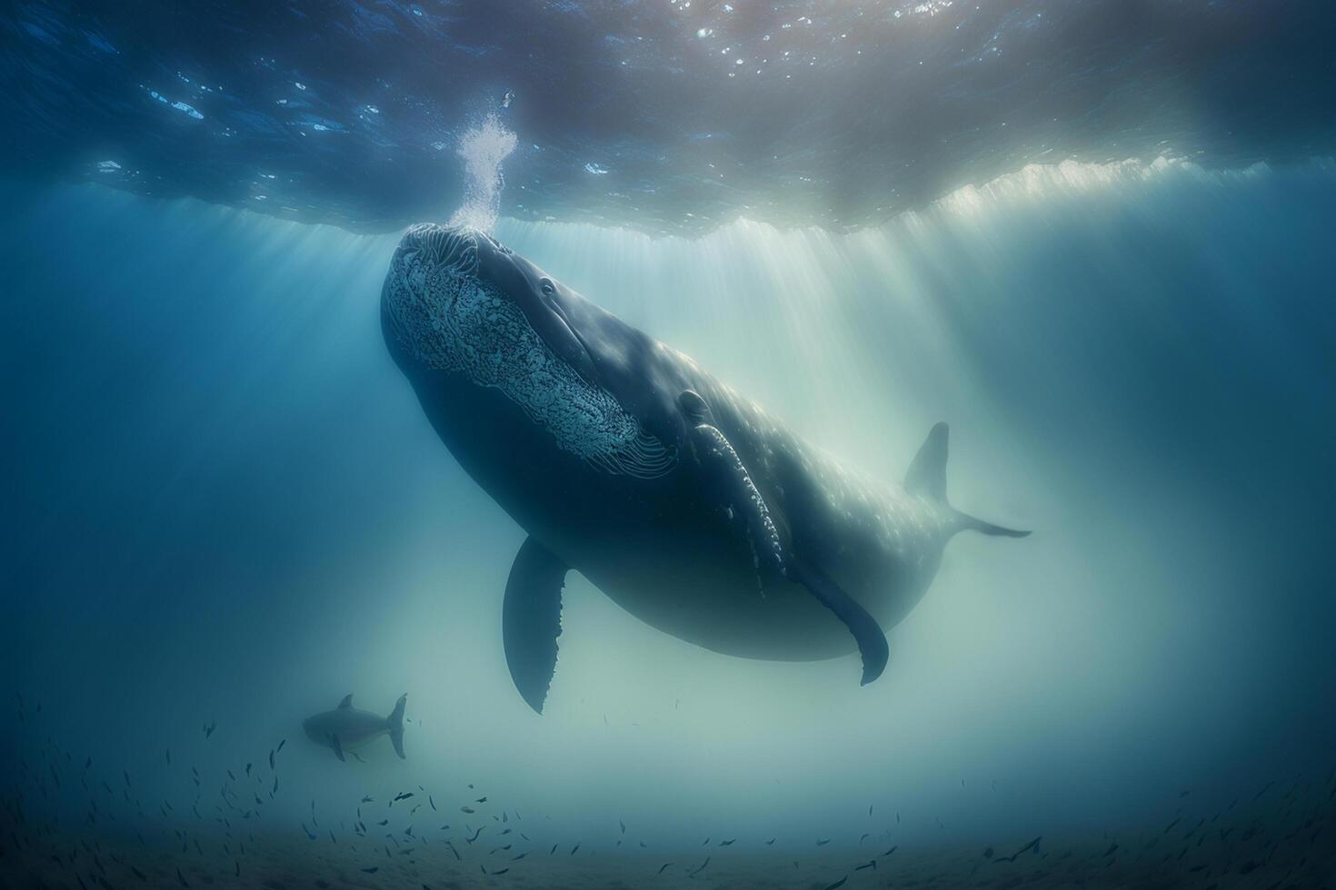 illustratie onderwater- schot walvis oceaan ai gegenereerd foto