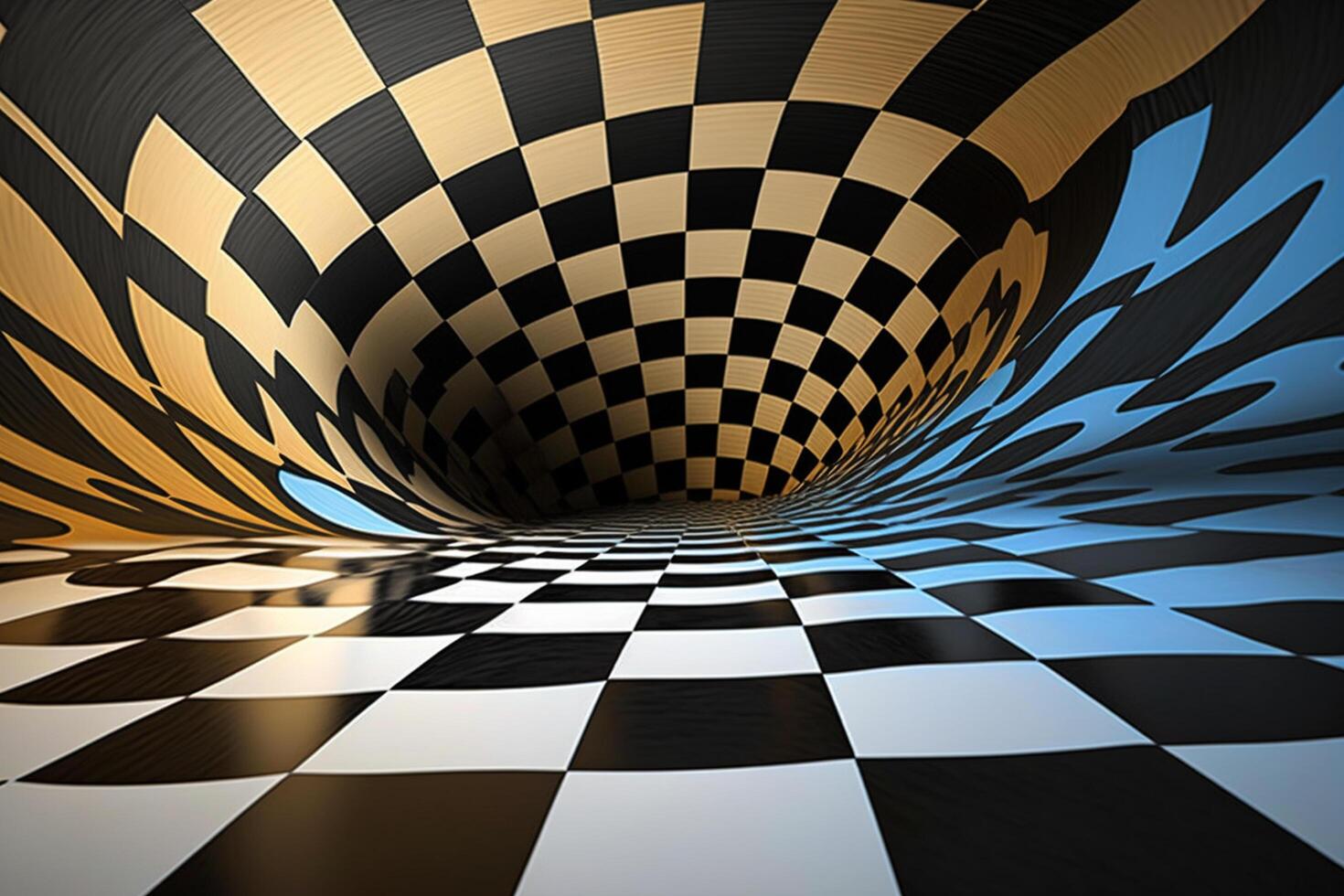 3d draaikolk schaakbord patroon ai gegenereerd foto