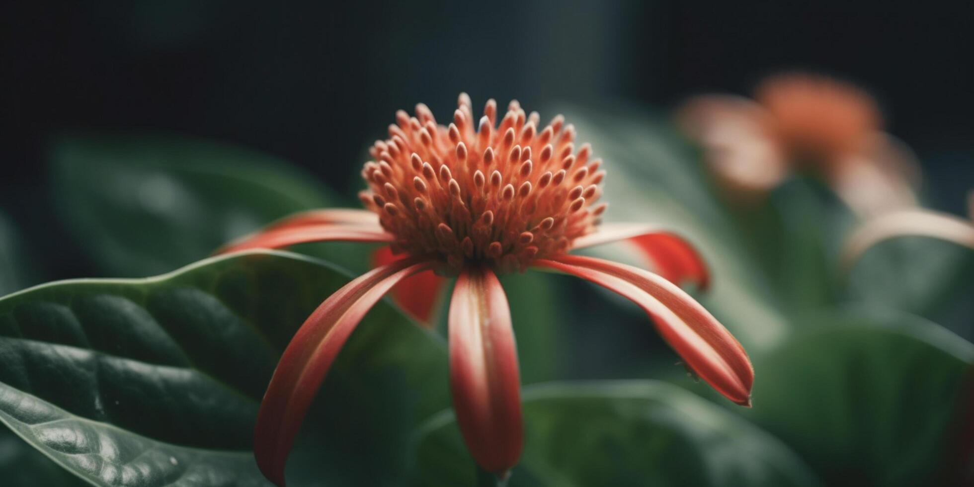 exotisch fabriek in de regenwoud levendig oranje rood bloesem ai gegenereerd foto