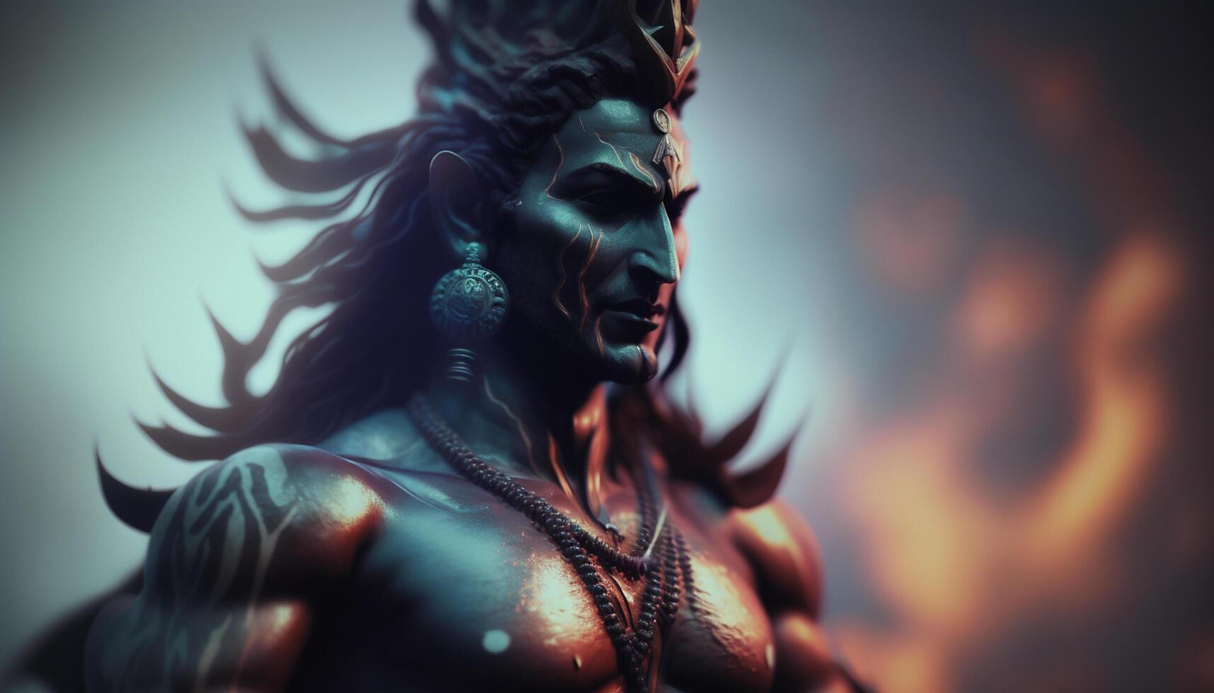 shiva, de heer van verwoesting en vernieuwing majestueus portret van de Hindoe god ai gegenereerd foto