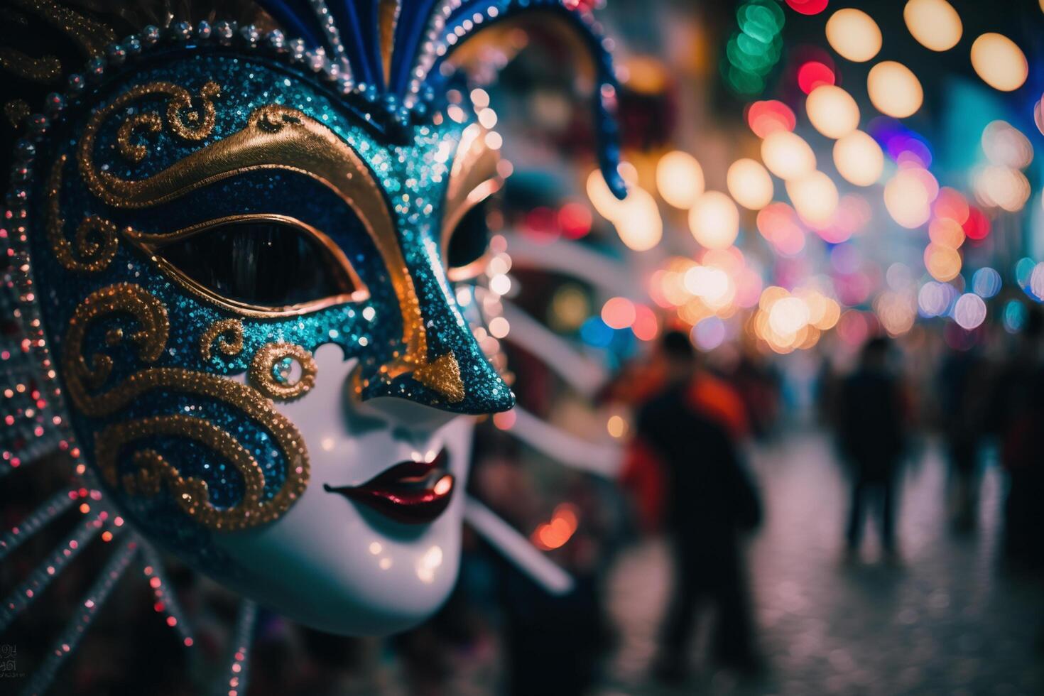 ingewikkeld carnaval masker van mooi hoor voor feestelijk vieringen ai gegenereerd foto