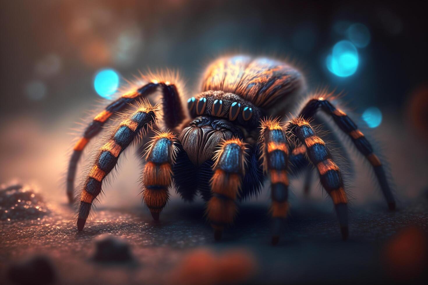 reusachtig hyperrealistisch illustratie van een tarantula insect in detailopname visie ai gegenereerd foto