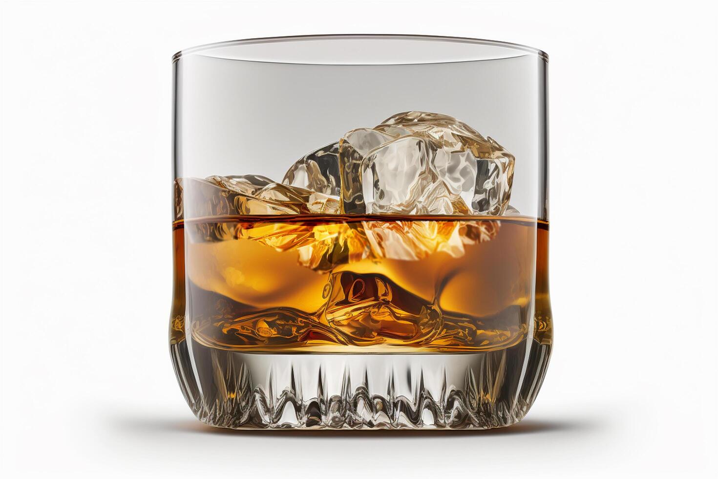 nippen Aan whisky een glas van whisky en ijs Aan wit geïsoleerd achtergrond ai gegenereerd foto