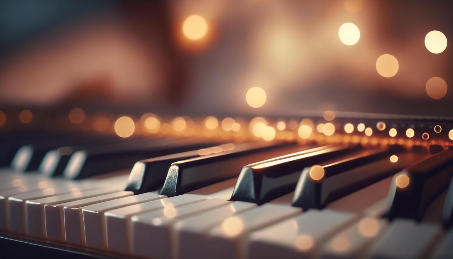 bokeh lichten en wazig kleuren Aan detailopname piano sleutels ai gegenereerd foto